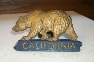 California Golden Bear License Plate Attachment Logo Circa 1940s Aluminum