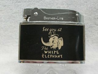 Vintage The White Elephant Steak House Taft Calif.  Flat Advertising Lighter Htf