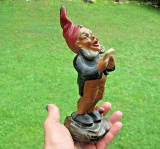 Vintage Heissner Terra - Cotta Gnome Singing West Germany Sticker 7 1/4 "
