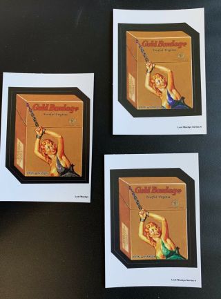 2018 Lost Wacky Packages 4th Series All 3 Gold Bondage Cards With X