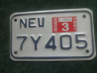 Nevada Motorcycle License Plate " 7y405 "