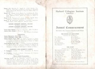 Annual Commencement,  Harbord Collegiate Toronto,  Ontario 1915 (brochure)