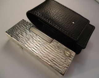Dunhill Rollagas Lighter - Silver Plated - ' Nugget ' - Dunhill Leather Case 2
