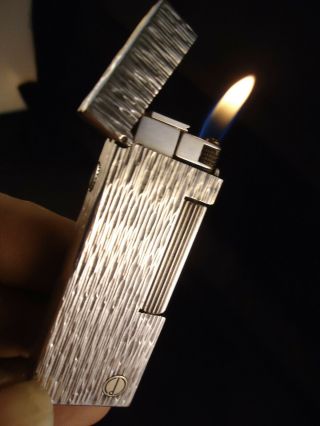Dunhill Rollagas Lighter - Silver Plated - ' Nugget ' - Dunhill Leather Case 7