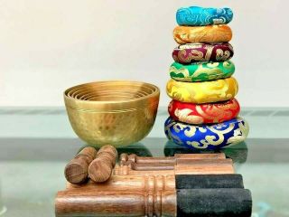 Set of 7 Singing Bowl hand - beaten chakra healing sound therapy meditation Bowls 3
