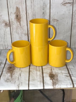 Vintage Ingrid Mid Century Modern Stackable Yellow Melamine Cups