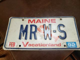 1992 Maine Lobster Vanity License Plate Mr W S