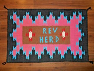 Colorful,  Perhaps Gaudy,  Navajo Navaho Indian Rug.  Ex,  Cond.  " Rev Herd ".  Nr