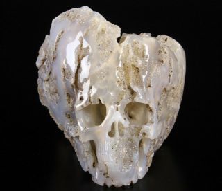 6.  7 " Agate Geode Carved Crystal Skull Sculpture,  Crystal Healing