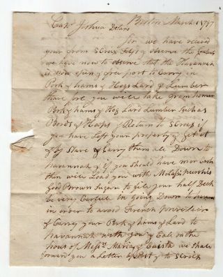 1797 Letter To Ship Captain re; Havanna,  Slaves Hauling Cargo,  Shipwrecks 2