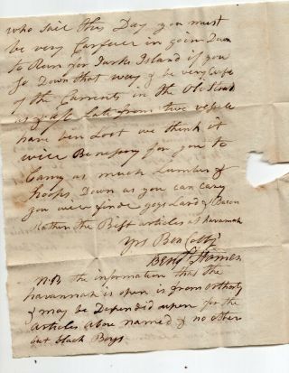 1797 Letter To Ship Captain re; Havanna,  Slaves Hauling Cargo,  Shipwrecks 3