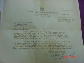 Government of CANADA Ottawa Salmon Tag $1 Reward Check 1965 Uncashed 3