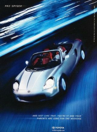 2001 2002 Toyota Mr2 Spyder Advertisement Print Art Car Ad K02