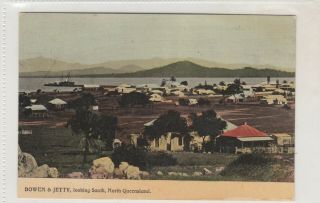 Vintage Postcard Bowen And Jetty Looking South North Queensland 1900s