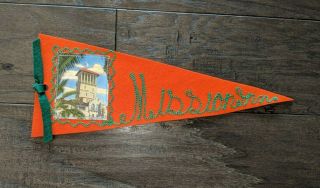 Vintage Nos Hortie Van Mfg Orange Felt Souvenir Pennant Mission Inn California