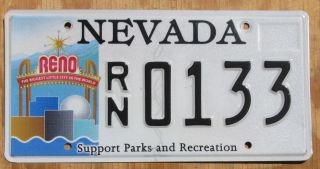 Nevada Reno Biggest Little City In The World License Plate 0133