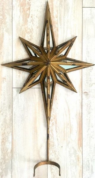 Pottery Barn Mirrored North Star Tree Topper Rustic Gold Country Home Decor