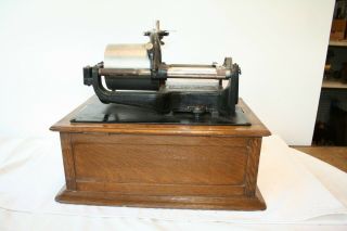 Edison Concert Cylinder Phonograph w/ Horn,  Model D Reproducer,  Crank,  Oak Case 10