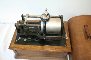 Edison Concert Cylinder Phonograph w/ Horn,  Model D Reproducer,  Crank,  Oak Case 3