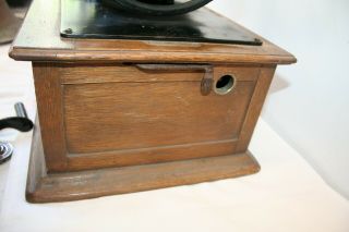 Edison Concert Cylinder Phonograph w/ Horn,  Model D Reproducer,  Crank,  Oak Case 7