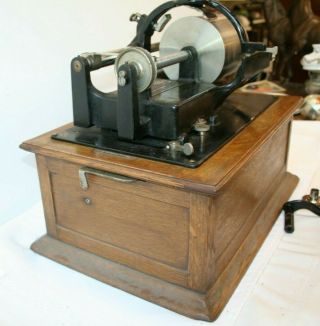 Edison Concert Cylinder Phonograph w/ Horn,  Model D Reproducer,  Crank,  Oak Case 8