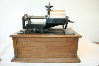 Edison Concert Cylinder Phonograph w/ Horn,  Model D Reproducer,  Crank,  Oak Case 9