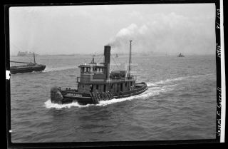 1940 Tugboat Joseph F Carroll Tug Boat Ship Old Photo Negative H30