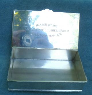 Vintage St Paul Dispatch - Pioneer Press Member 25 Year Club Cigarette Box
