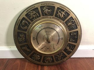 Vintage Airguide Zodiac Weather Station Barometer Thermometer Horoscope 14 "