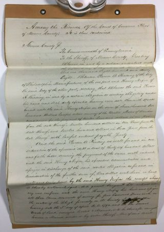 Antique Court Legal Document Lehigh Valley Monroe County Pa 1855