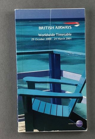 British Airways Worldwide Timetable Winter 2000/2001 Seat Maps Concorde Airline