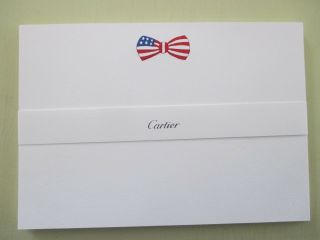 Cartier Boxed Set Of 10 Stationary Note Cards Invitations American Flag Bow Tie