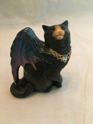 Windstone Edition Flap Cat - Solid Black Cat Winged Figurine - M.  Pena Peacock