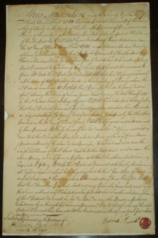 Rare,  1744,  Colonial Pa Indenture,  Delaware County Pennsylvania,  Chester County