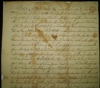 RARE,  1744,  COLONIAL PA INDENTURE,  DELAWARE COUNTY PENNSYLVANIA,  CHESTER COUNTY 2