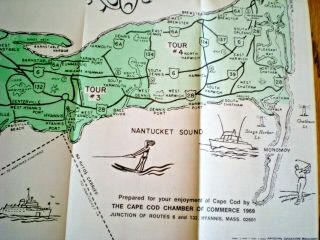 VINTAGE 1969 TOUR MAP OF CAPE COD 6 FASCINATING TOURS CHAMBER OF COMMERCE 5