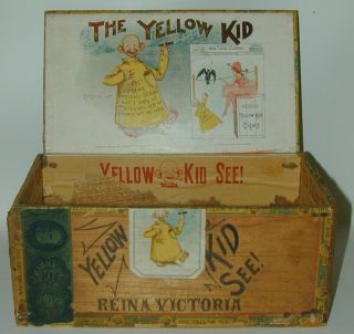 Rf Outcault Yellow Kid Cigars Wood Cigar Box 1895 Multiple Color Labels