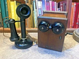 Antique Western Electric Candlestick Phone With Wood Box