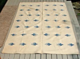 Handmade Southwest Chimayo Mexican Indian Wool Thunderbird Rug Blanket Textile