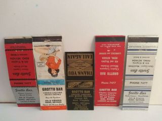 5 Diff.  Early Reno,  Nv Matchbook Covers Grotto Bar
