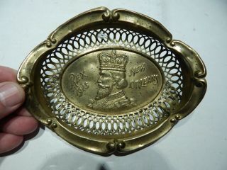 1913 Orleans Mardi Gras Souvenir Rex King 5 1/2 " Brass Tray - Very Rare