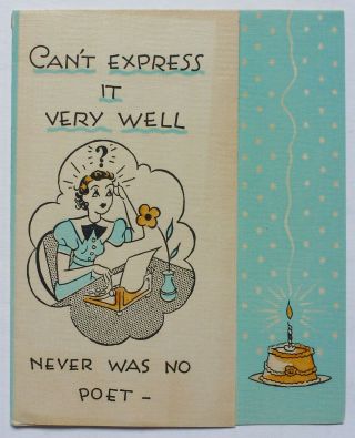 Vtg Birthday Card - Lady 