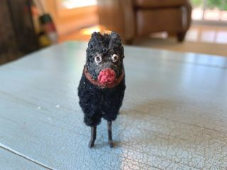 Rare Putz Sheep Dog Black Wooly Stick Leg Composition Germany German Antique Toy