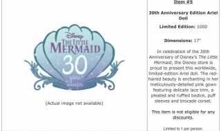 D23 Expo 2019 Disney Store 30th Anniv Limited Edition Ariel Doll 17 "