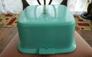 MCM Turquoise SQUARE Plastic Cake Plate/Cover/Saver,  Chicago 45 3