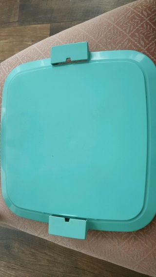 MCM Turquoise SQUARE Plastic Cake Plate/Cover/Saver,  Chicago 45 7
