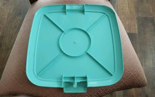 MCM Turquoise SQUARE Plastic Cake Plate/Cover/Saver,  Chicago 45 8