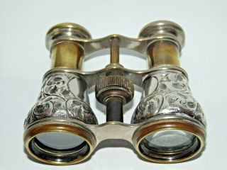 ANTIQUE HALLMARKED 1890 ORNATE SILVER CASED BINOCULARS OPERA GLASSES 2