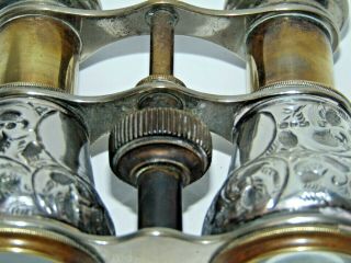 ANTIQUE HALLMARKED 1890 ORNATE SILVER CASED BINOCULARS OPERA GLASSES 3