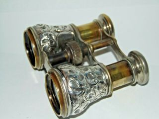 ANTIQUE HALLMARKED 1890 ORNATE SILVER CASED BINOCULARS OPERA GLASSES 6